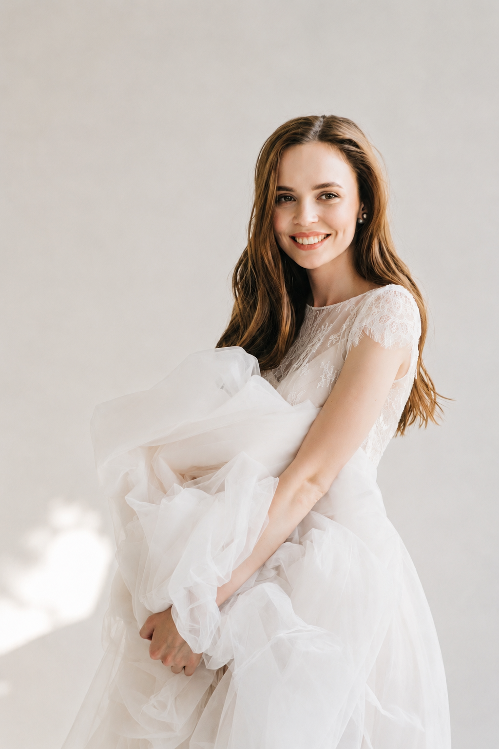 Juliana romantic A-line wedding dress front view