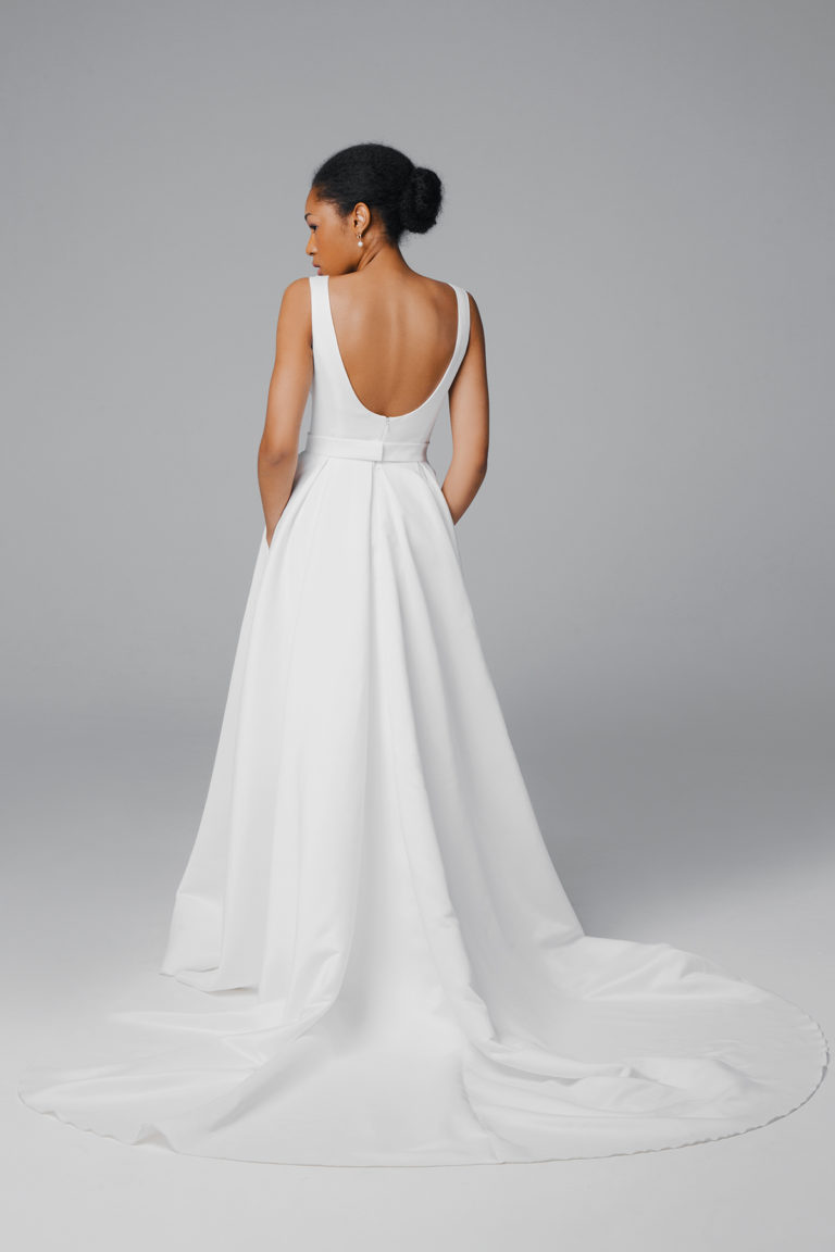 Satin low back wedding dress, a-line wedding dress, maxi wedding dress ...