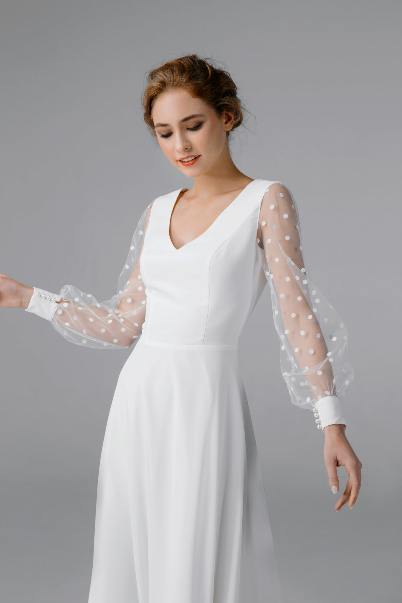 Simple wedding dress with sleeves