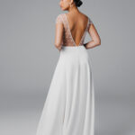 Backless beach wedding dress, slit wedding dress, a-line wedding dress – Elene