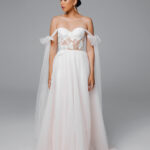 Tulle off the shoulder corset wedding dress, fairy wedding dress, sexy wedding dress, color wedding dress – Izabella
