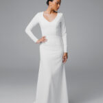 Long sleeve wedding dress, elegant minimalist bridal gown, simple wedding dress – Rimma