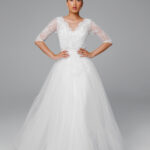 Lace a line wedding dress, elegant wedding dress, tulle wedding dress – Vivienne