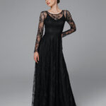 Black lace long sleeve wedding dress, boho black wedding dress, goth wedding – Zlata