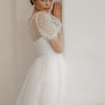 Tea length wedding dress, 60s wedding dress, simple wedding dress, civil wedding dress, a-line tulle dress – Layla