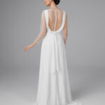 Simple low back wedding dress, long sleeve bridal dress, romantic wedding dress – Antonia