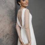 Simple low back wedding dress, long sleeve bridal dress, romantic wedding dress – Antonia