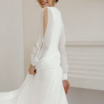 Elegant simple wedding dress with long sleeves, beach wedding dress – Reina