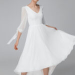 Simple civil wedding dress, high low bridal dress, reception wedding dress – Dorothea
