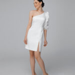 Satin mini wedding dress, short minimalist wedding dress - Sarah