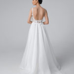 Open back floral wedding dress, square neckline a line wedding dress – Lilian