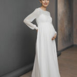 Long sleeve maternity wedding dress , chiffon maternity bridal dress, simple wedding dress – Bailey