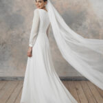 Modest long sleeve wedding dress, simple rustic wedding dress – Aina