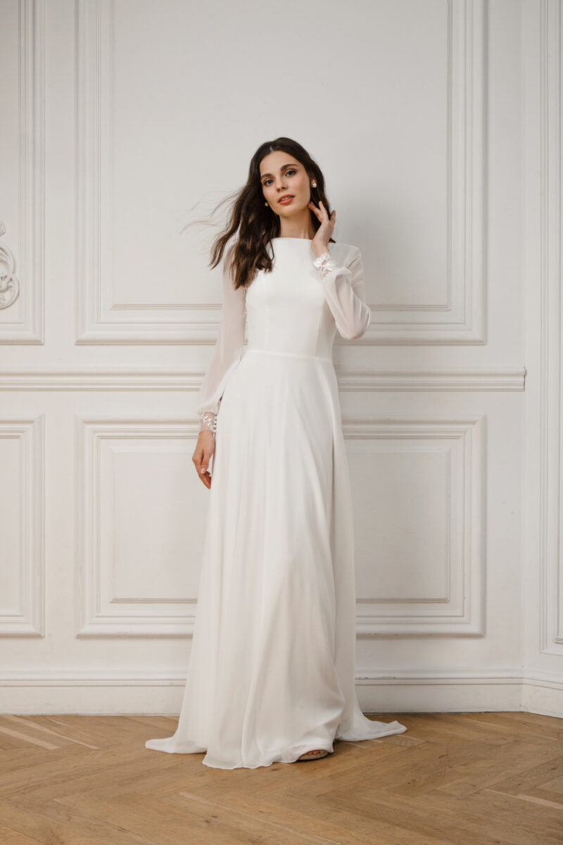 Minimalist long sleeve wedding dress