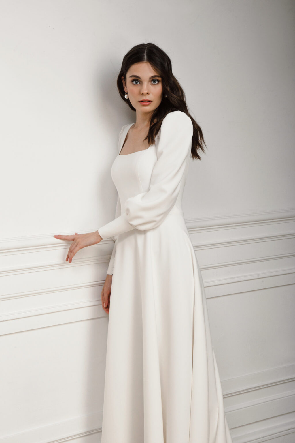 Open back wedding dress with sleeves – Darla • Piondress