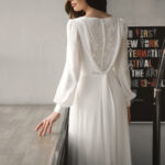 Square neck wedding dress with sleeves - Caitlin
