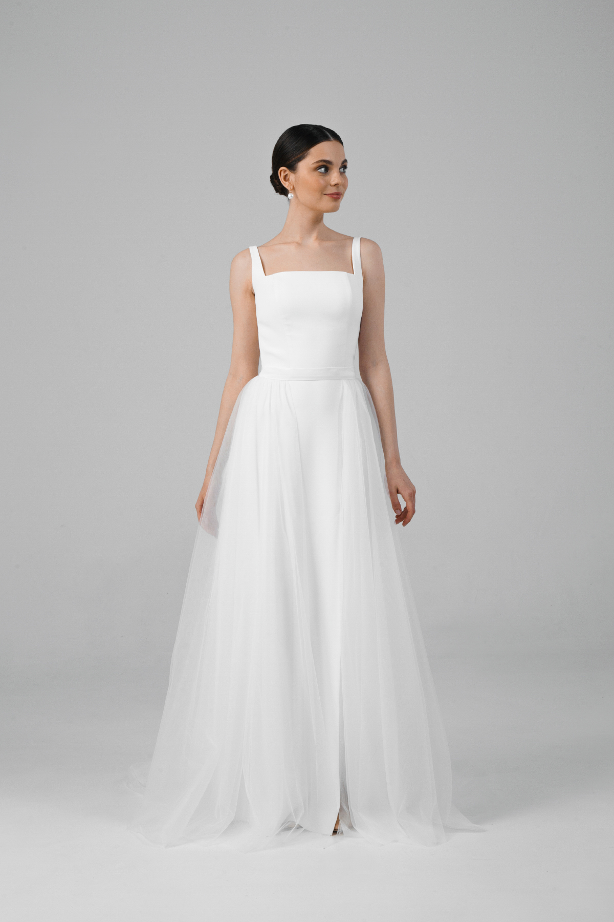Simple wedding dress with square neckline - Amelia with detachable ...