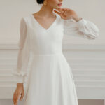 Elegant simple wedding dress with long sleeves - Melissa