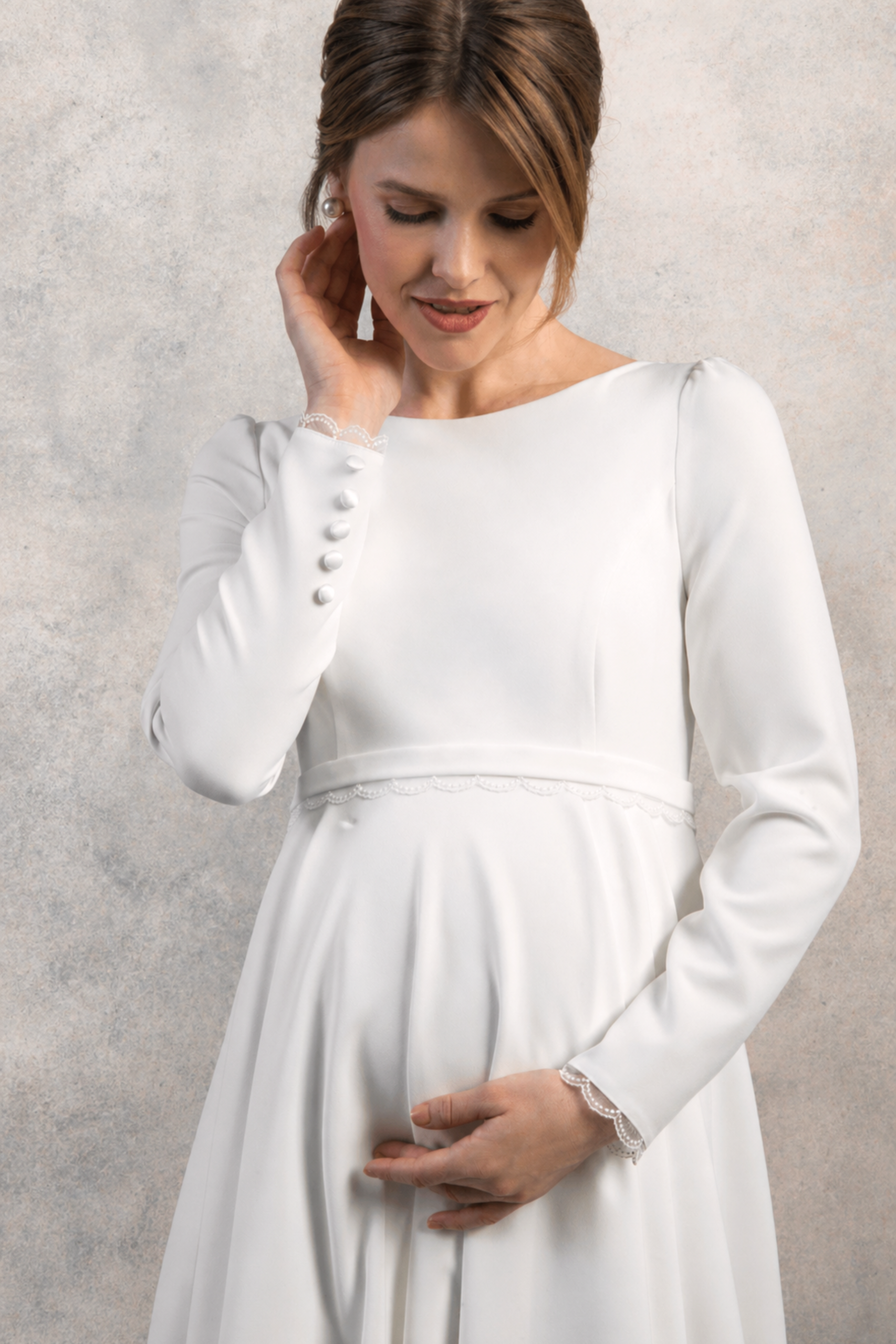 Modest Maternity Wedding Dress with Long Sleeves