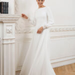 Modest Long Sleeve Wedding Dress with Lace Cuff - Sophia