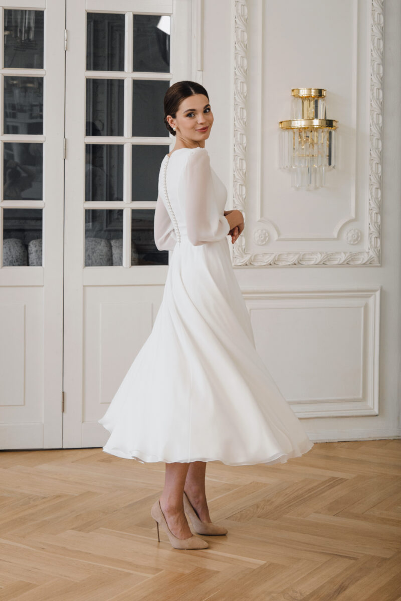 Short Wedding Dress With Detachable Sleeves main image 0