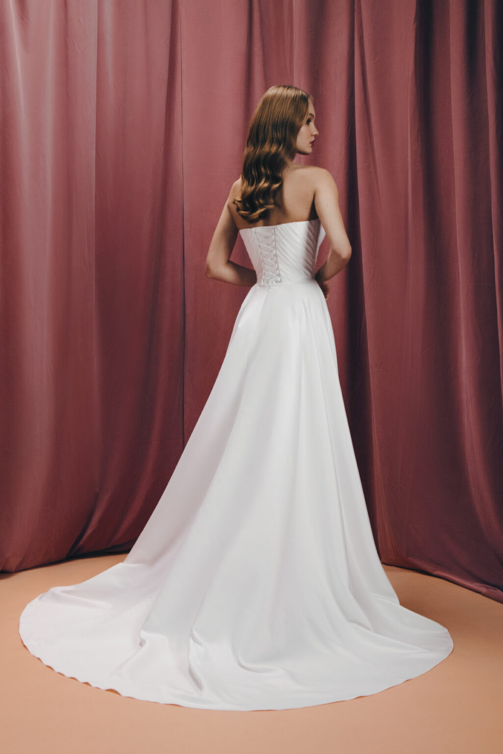 Structured Satin Gown with Beaded Sweetheart Corset Slate Blue