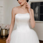 Drop waist satin and tulle wedding dress  - Abigail
