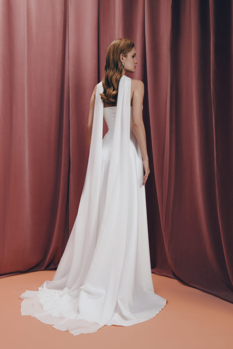 Modern Scoop Neck asymmetrical skirt hem Satin wedding dress little white dress