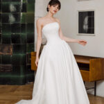 Satin and lace wedding dress - Genevieve