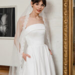 Folded strapless satin wedding dress - Beatrice