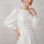 Modest Long Sleeve Wedding Dress with Embroidered Bodice – Carolina