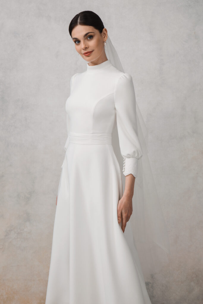 Modest Midi Wedding Dress with Sleeves • Piondress