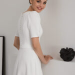 Modest wedding dress with short puff sleeves – Fernanda