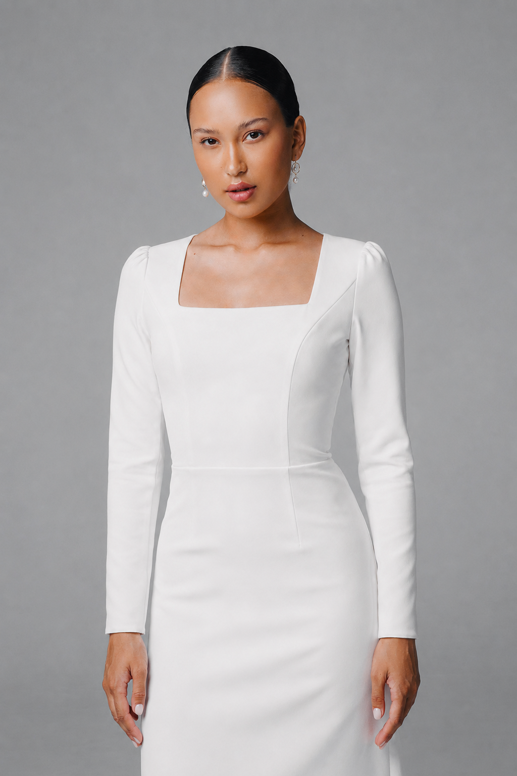 Simple long sleeve wedding dress for modern brides